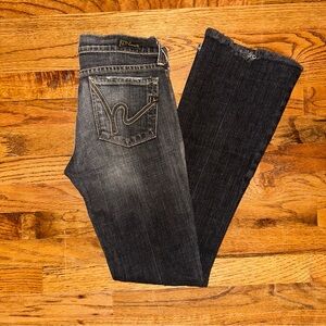 Citizens of Humanity Gray/ Charcoal Wash Jeans Raw Hem Sz 27 but like 25 GUC